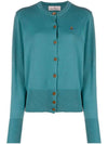 Bea Embroid Logo Cotton Cardigan Blue - VIVIENNE WESTWOOD - BALAAN 1