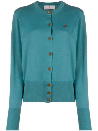 Bea Embroid Logo Cotton Cardigan Blue - VIVIENNE WESTWOOD - BALAAN 1