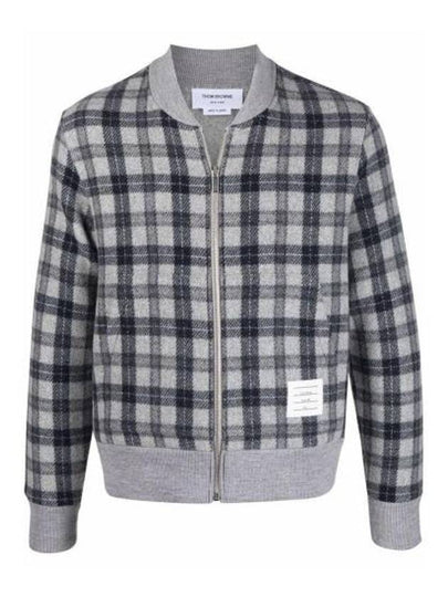 Men's Double Face Tartan Wool Bomber Jacket Grey - THOM BROWNE - BALAAN 2