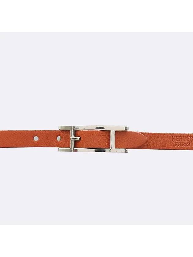 Brown color silver H logo HAPI3 double strap bracelet size S - HERMES - BALAAN 2