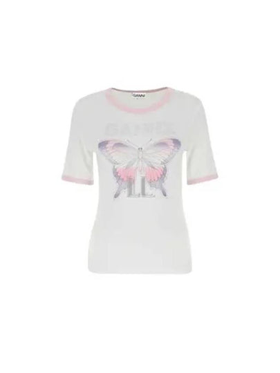 Women's Butterfly Short Sleeve T-Shirt White - GANNI - BALAAN 2