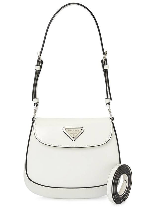 Cleo Brushed Leather Mini Shoulder Bag White - PRADA - BALAAN 2