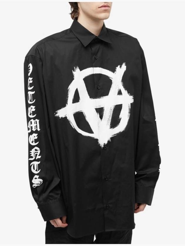 Double Anarchy Logo Long Sleeve Shirt Black - VETEMENTS - BALAAN 3