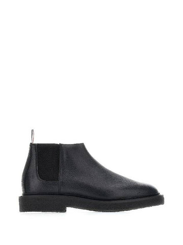 Pebble Crepe Sole Mid Top Grain Leather Chelsea Boots Black - THOM BROWNE - BALAAN 1