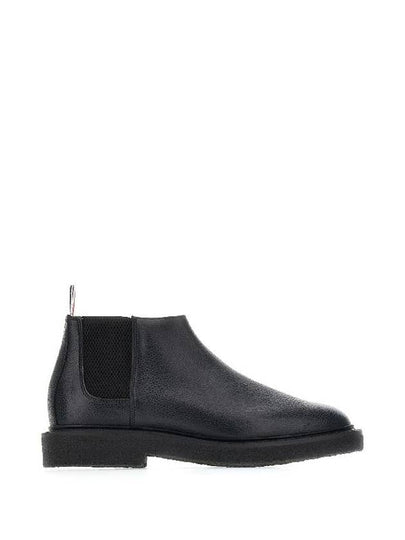 Pebble Crepe Sole Mid Top Grain Leather Chelsea Boots Black - THOM BROWNE - BALAAN 2