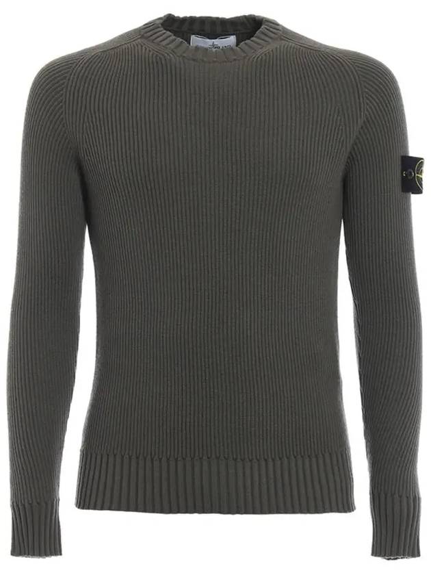 Full Rib Pure Wool Crewneck Knit Top Charcoal - STONE ISLAND - BALAAN 2