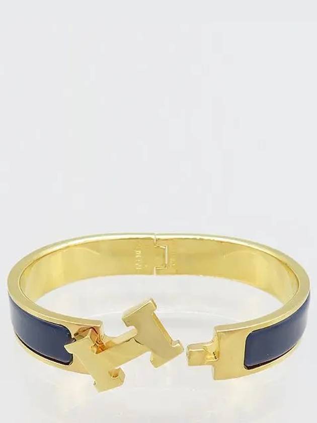 CLIC Click Ash gold plated dark blue color PM bangle bracelet - HERMES - BALAAN 3