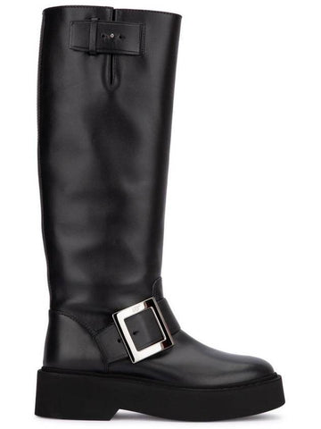 Viv Ranger Biker Leather Long Boots Black - ROGER VIVIER - BALAAN 1