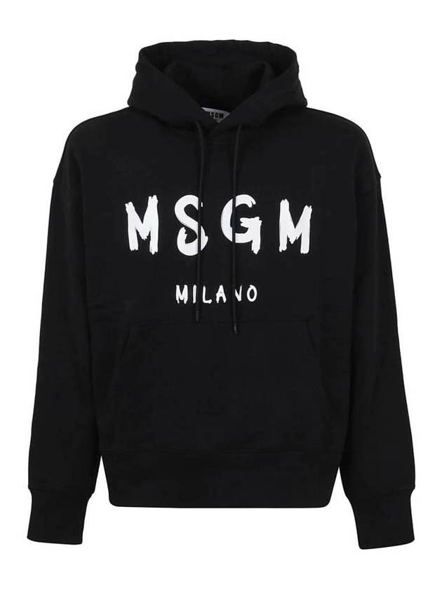 Milano Brushed Logo Hoodie Black - MSGM - BALAAN 1