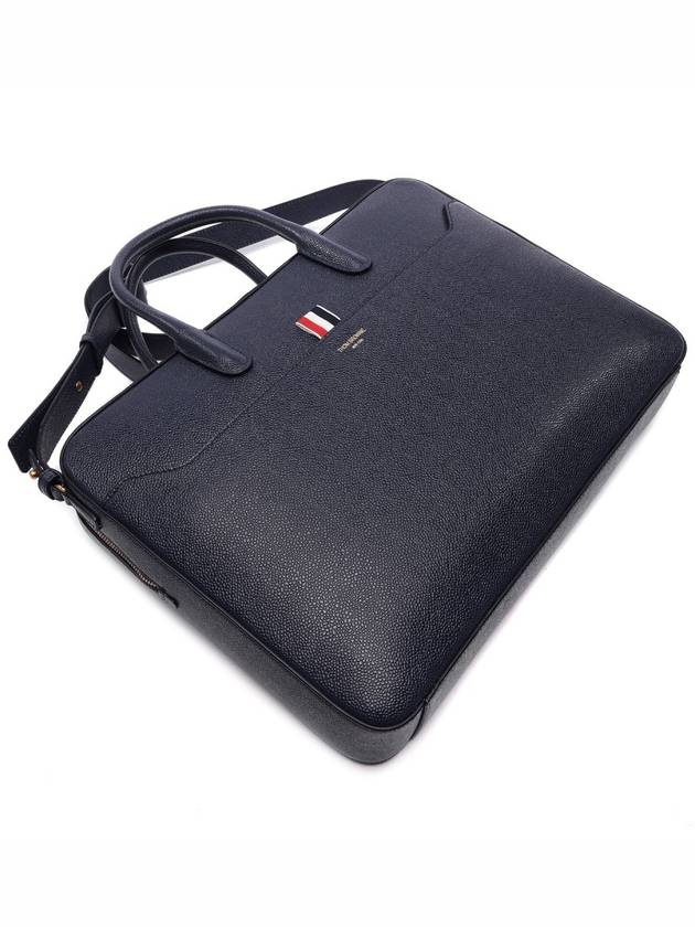 Pebble Grain Leather Brief Case Navy - THOM BROWNE - BALAAN 6