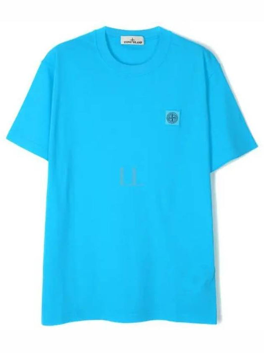 Pisato Effect Logo Patch Short Sleeve T-Shirt Turquoise - STONE ISLAND - BALAAN 2