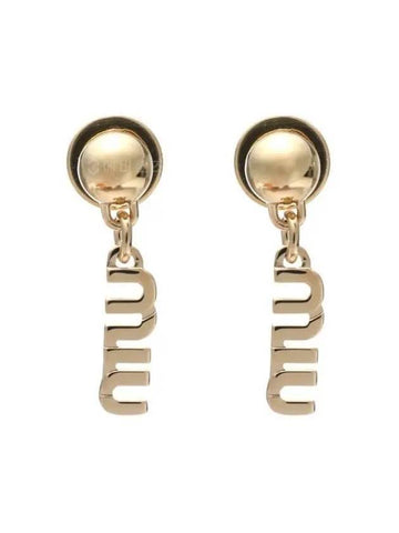 metal logo earrings gold - MIU MIU - BALAAN 1