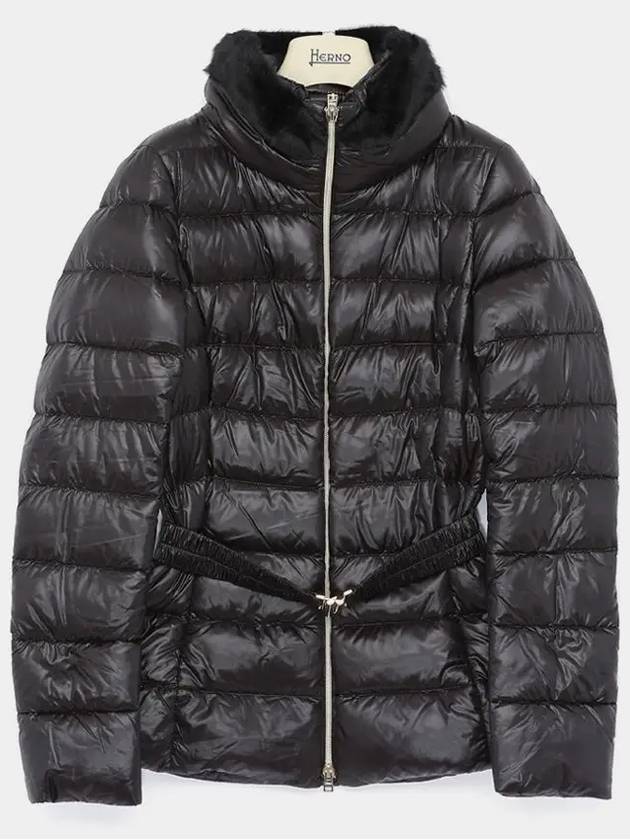 Women's Claudia Goose Down Natural Fur Padded Jacket Black - HERNO - BALAAN 2