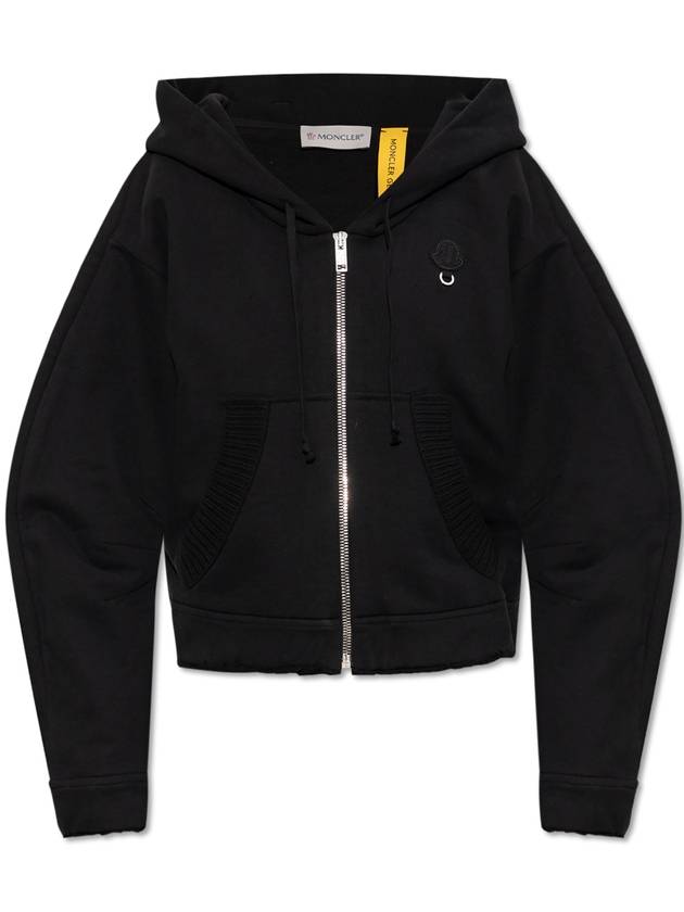 Willow Smith Eyelet Cotton Hooded Zip Up Black - MONCLER - BALAAN 2