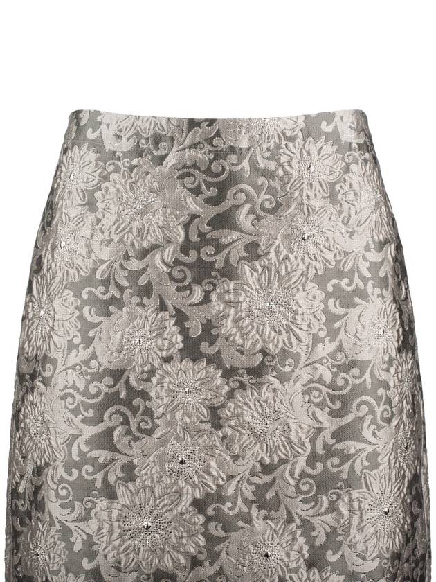 Max Mara Pearl Gray Silk Jacquard Skirt - MAX MARA - BALAAN 3