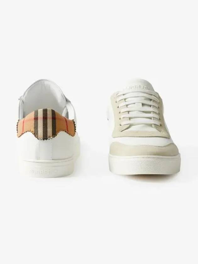 Leather Suede Check Cotton Low Top Sneakers White - BURBERRY - BALAAN 6