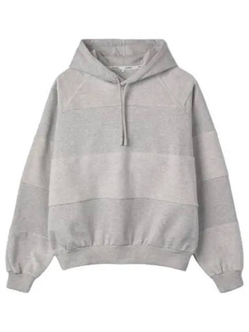 Cut hooded gray melange t shirt hoodie - SUNNEI - BALAAN 1