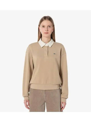 Women s Corduroy Collar Sweatshirt Beige - LACOSTE - BALAAN 1