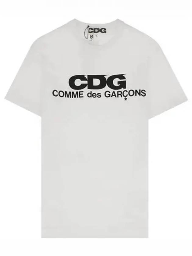 SZ T005 051 2 CDG Logo Round Short Sleeve T Shirt White Men s TEO 270380 - COMME DES GARCONS - BALAAN 1