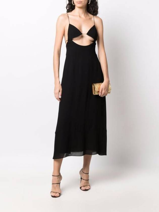 Crepe Viscose Backless Long Dress Black - SAINT LAURENT - BALAAN 5