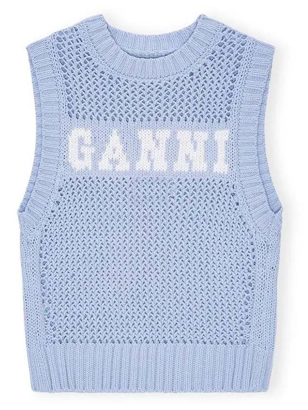 Cotton Rope Vest Poder Blue - GANNI - BALAAN 3