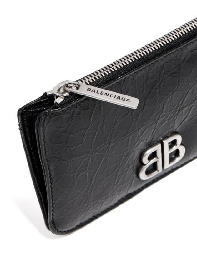 BB Logo Zipper Card Wallet Black - BALENCIAGA - BALAAN 4