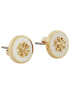 Kira Enamel Circle Stud Earrings White Gold - TORY BURCH - BALAAN 4