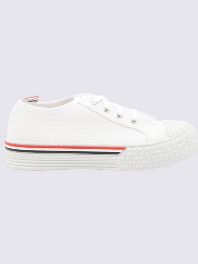 Striped Trim Lace-up Low Top Sneakers White - THOM BROWNE - BALAAN 6