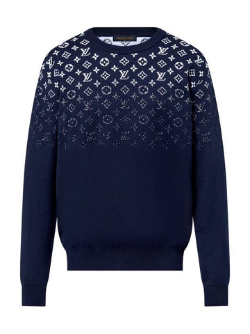 Gradient cotton crewneck knit navy blue 1AFQAF - LOUIS VUITTON - BALAAN 1