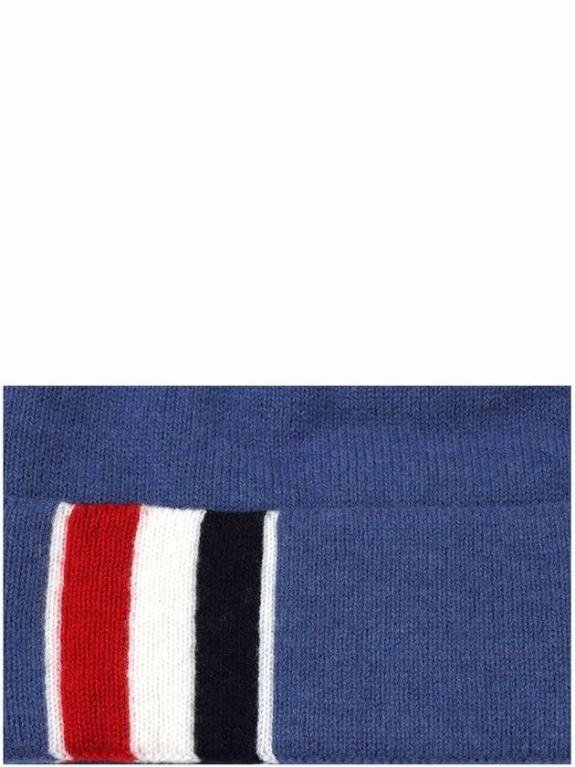 Striped Wool Beanie Dark Blue - THOM BROWNE - BALAAN 4