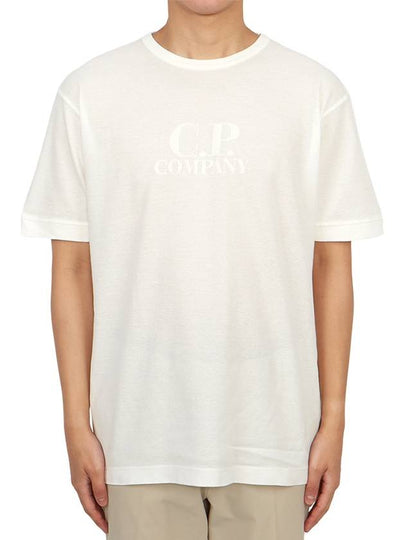 Piquet Waffle Logo Short Sleeve T-Shirt White - CP COMPANY - BALAAN 2