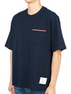 Cotton Oversized Pocket Short Sleeve T-Shirt Navy - THOM BROWNE - BALAAN 3