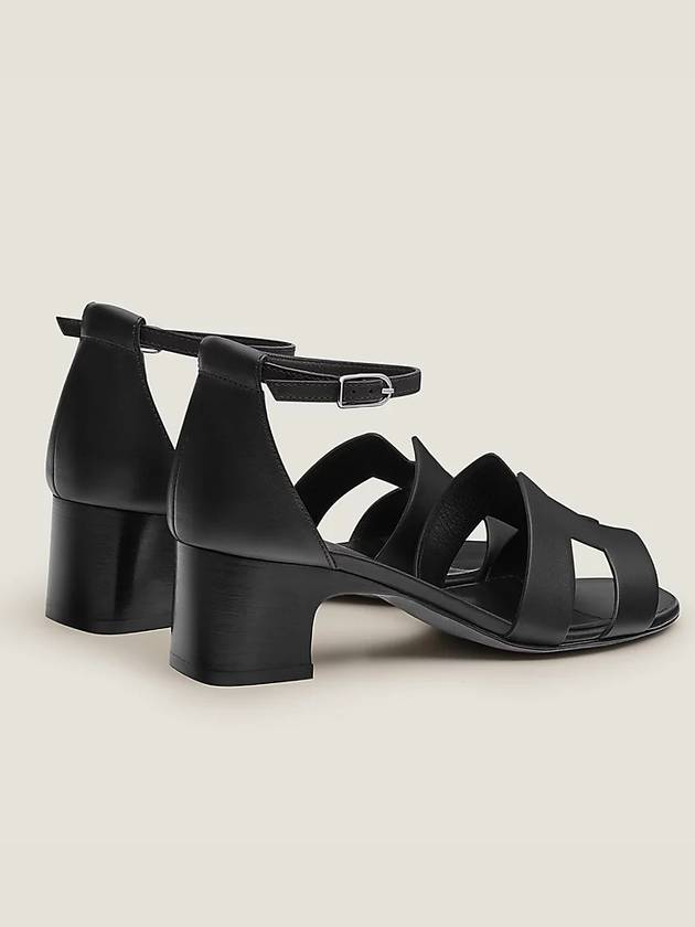 Encens 50 Strap Calfskin Sandal Heels Noir - HERMES - BALAAN 5