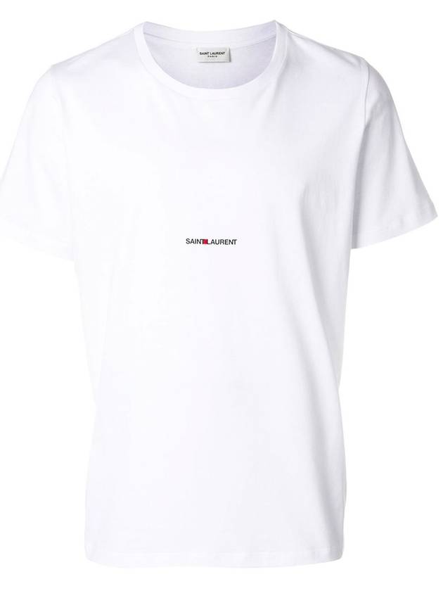 Men's Small Logo Short Sleeve T-Shirt White - SAINT LAURENT - BALAAN 2