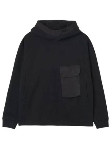 Garment dyed cotton jersey pocket hood black t shirt hoodie - TEN C - BALAAN 1