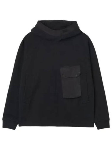 Garment dyed cotton jersey pocket hood black - TEN C - BALAAN 1