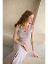 Caisienne Slim Fit Sleeveless Slit Unbalanced Knit Dress_Languid Lavender - CAHIERS - BALAAN 4