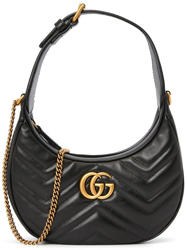 GG Marmont Half Moon Mini Bag Black - GUCCI - BALAAN 2