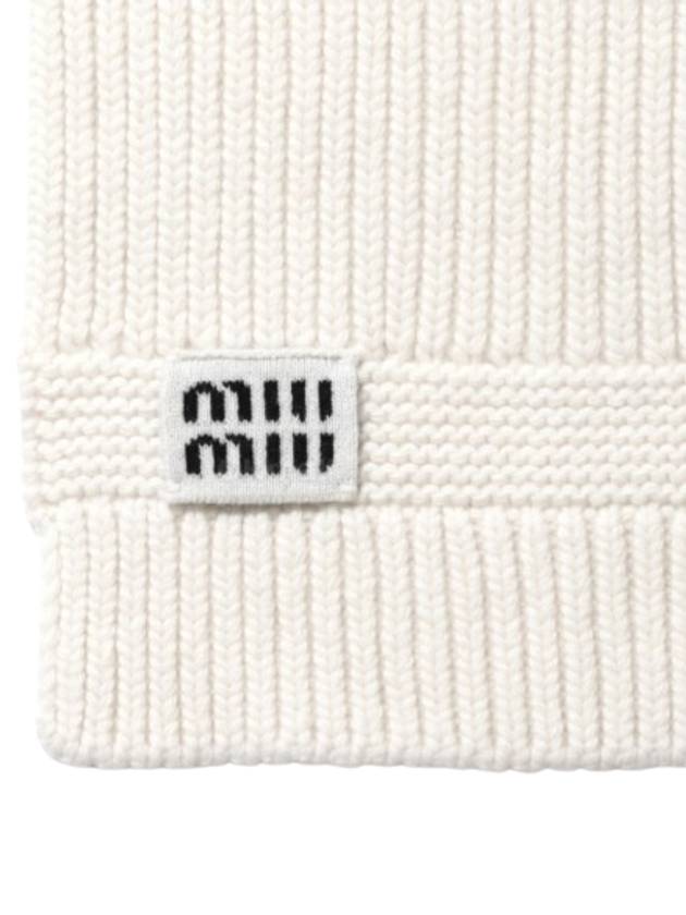 Intarsia Logo Wool Cashmere Muffler White - MIU MIU - BALAAN 3