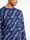 Paris Monogram Print Allover Cotton Sweatshirt Navy - KENZO - BALAAN 6