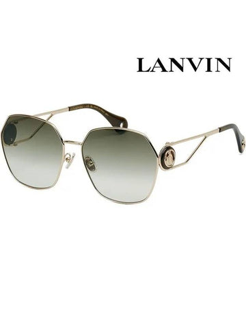 Sunglasses LNV129SLB 734 Dark Green Square Gold Metal Frame Logo - LANVIN - BALAAN 1