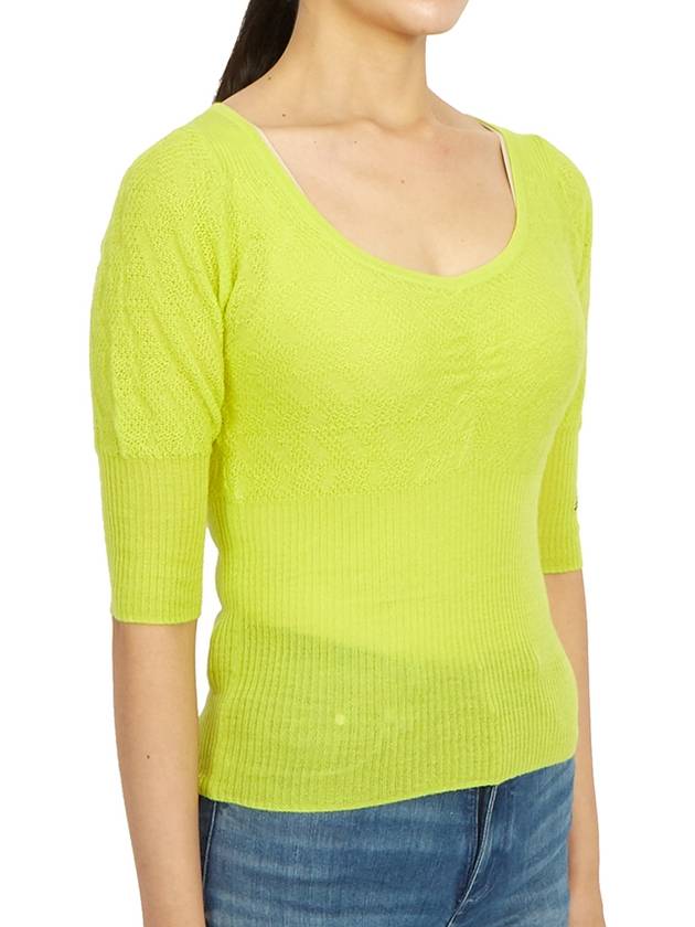 Merino Wool Knit Top Green - GANNI - BALAAN 4