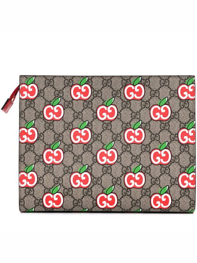 GG Supreme Apple Print Clutch Bag Red - GUCCI - BALAAN 2