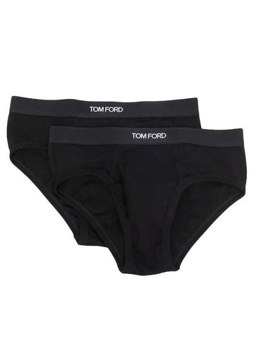 Men's Cotton Logo Waistband Briefs 2 Pack Black - TOM FORD - BALAAN 1