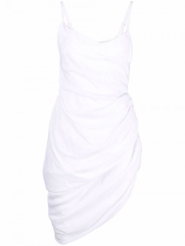 La Robe Saudade Asymmetric Draped Midi Dress White - JACQUEMUS - BALAAN 1