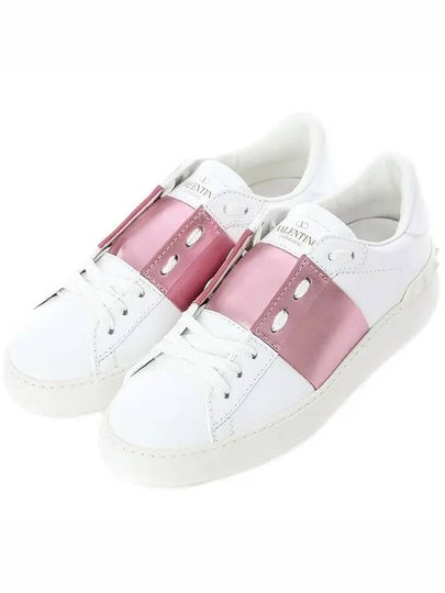 Hidden Strap Rockstud Low-Top Sneakers White Pink - VALENTINO - BALAAN 2