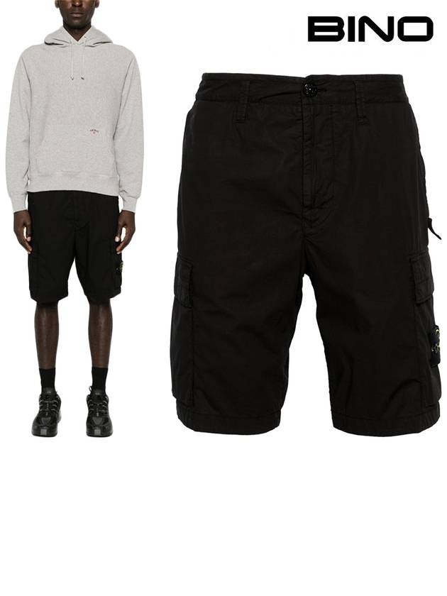 Light Stretch Cotton Bermuda Shorts Black - STONE ISLAND - BALAAN 2