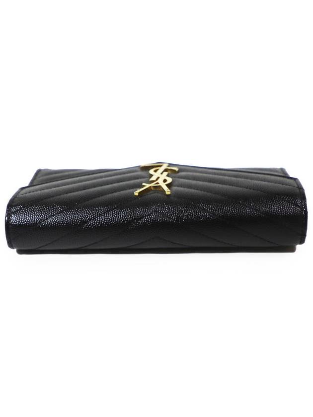 Saint Laurent 372264 Black Grande Poudre Textured Matelasse Monogram Gold Flap Long Wallet - SAINT LAURENT - BALAAN 6