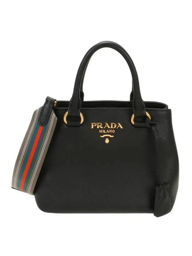 Vitello Phoenix Tote Bag Black - PRADA - BALAAN 1