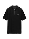 Pique Re-Nylon Details Polo Shirt Black - PRADA - BALAAN 2